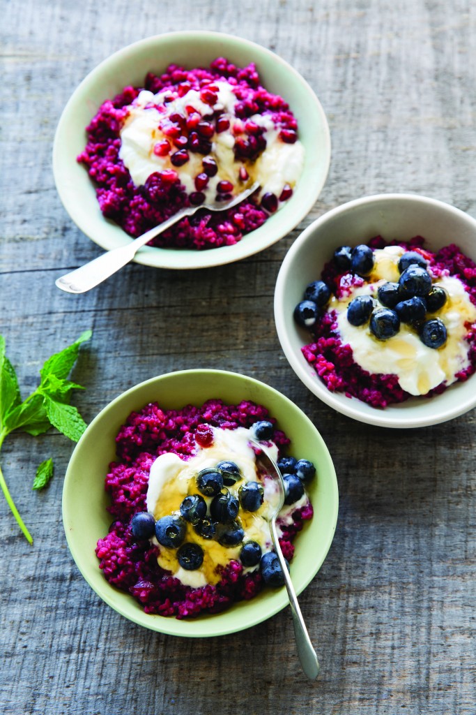 Burgundy bulgur with blueberries and orange blossom water - photo by Erin Kunkel